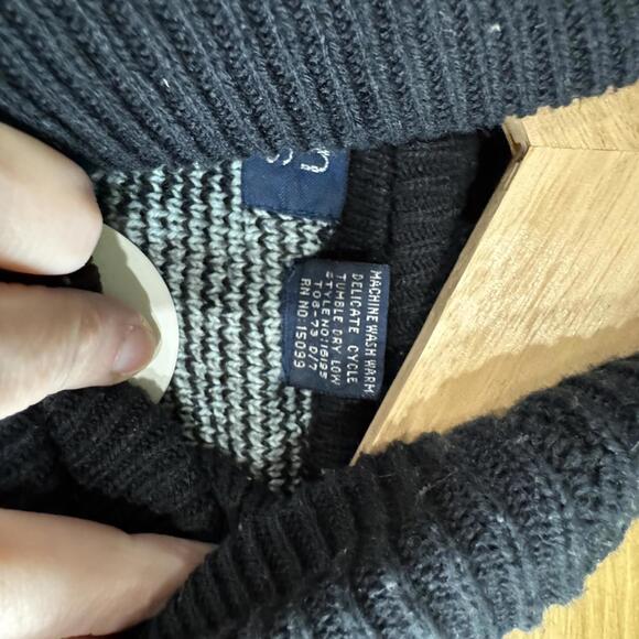 1970’s Susan Ess Turtleneck Sweater Black Mint Retro Vintage Large Geometric - Picture 6 of 8